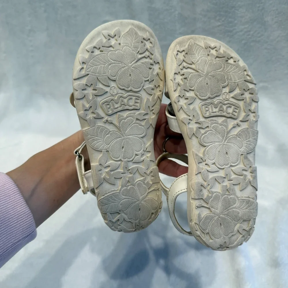 The Childrens Place Girls Heart‎ Glitter Sandals Size 10 Rainbow Summer Shoe